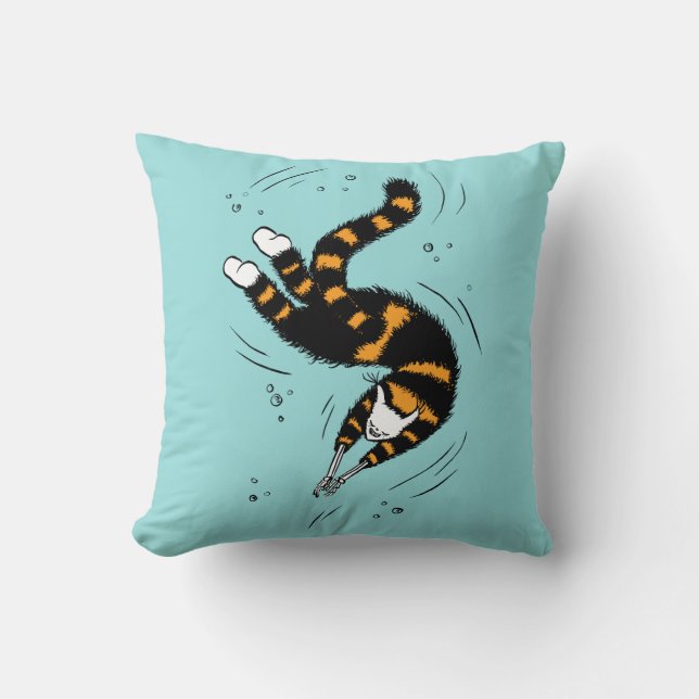 Cojín Decorativo Gótico Pastel Natación Cat Skeleton (Anverso)