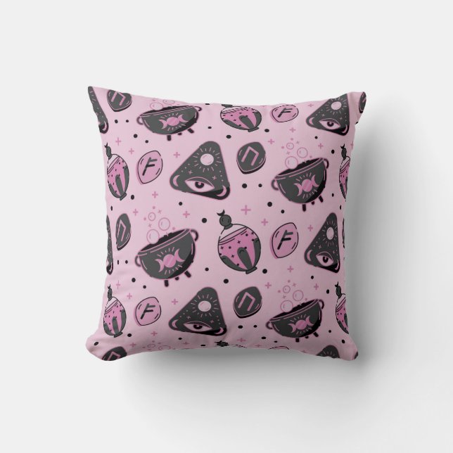 Cojín Decorativo Gótico rosa y negro (Anverso)