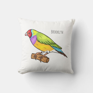 Cojín Decorativo Gouldian finch bird cartoon illustration