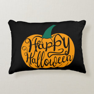 Cojín Decorativo Grabación feliz de Halloween con calabaza tallada