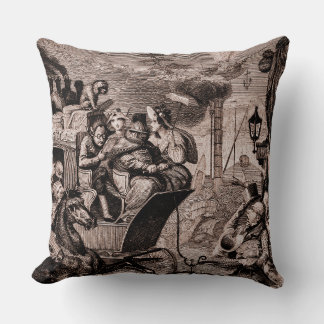 Cojín Decorativo Grabado Antiguo de Fantasía Satírico Vintage y Ste