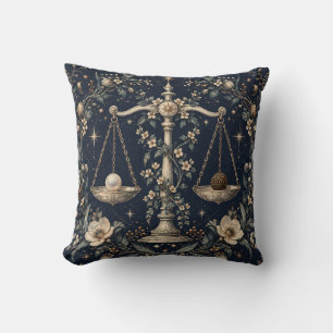 Cojín Decorativo Grabado botánico de Libra Medianoche