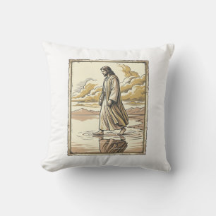 Cojín Decorativo Grabado de paseo espiritual vintage por agua