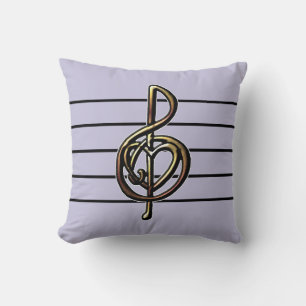 Cojín Decorativo Grabado en relieve Aspecto Treble Clef y corazón P