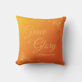 Cojín Decorativo Grace y Glory Ps 84:11 en un Naranja Sunset