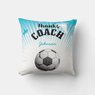 Cojín Decorativo Gracias Entrenador de Fútbol Estrellas Azul Acuáti