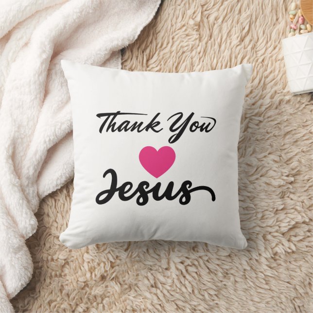 Cojín Decorativo Gracias Jesús | Corazón de fe cristiana moderna (Manta)