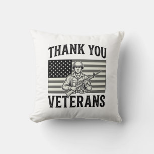 Cojín Decorativo Gracias Veteranos Camiseta Soldado Bandera Vintage