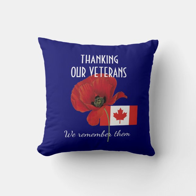 Cojín Decorativo GRACIAS VETERANS Canada Poppy (Anverso)