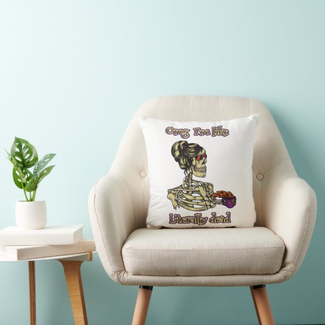 Cojín Decorativo Graciosa bebida de Skeleton Estoy literalmente mue (Silla)