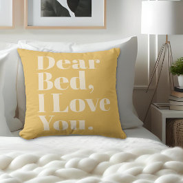Cojín Decorativo Graciosa Querida Cama, Te Amo Amor Amarillo