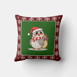 Cojín Decorativo Graciosa y elegante Owl Santa Claus