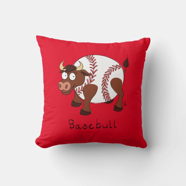 Cojín Decorativo Gracioso Béisbol Deportes Niños Personalizado Anim (Anverso)