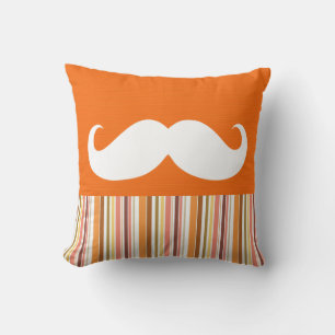 Cojín Decorativo Gracioso bigote blanco Rayas retro