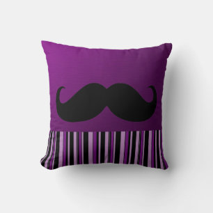 Cojín Decorativo Gracioso bigote negro   Rayas retro