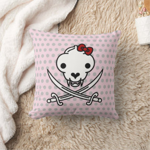 Cojín Decorativo Gracioso Black White Jolly Kitty Pirate Skull Bone