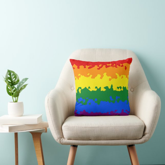 Cojín Decorativo Gracioso Boho Resumen Bandera del Orgullo Gay Rain (Silla)