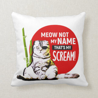 Cojín Decorativo Gracioso Cat Samurai Cita Camiseta Camiseta