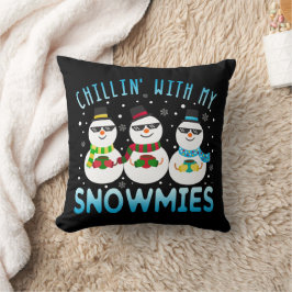 Cojín Decorativo Gracioso Chillin' Con Mis Navidades Snowmies