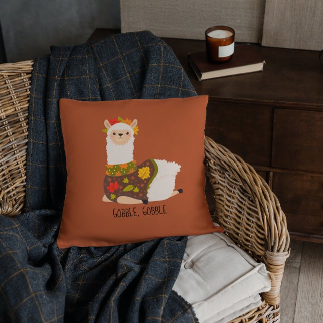 Cojín Decorativo Gracioso Día de Acción de Gracias de Llama (Subido por el creador)