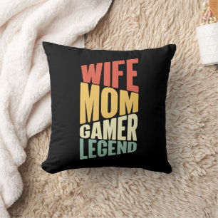 Cojín Decorativo Gracioso Esposa Mamá gamer arte de palabras