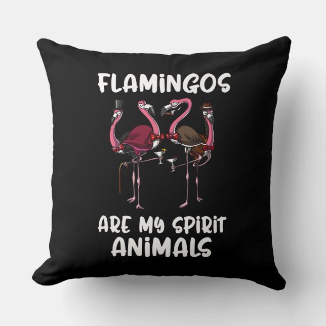 Cojín Decorativo Gracioso Flamingo Aves Espíritu Animal (Anverso)