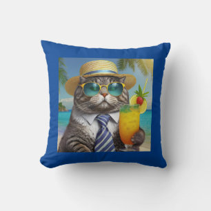 Cojín Decorativo Gracioso gato Guay y bebida tropical