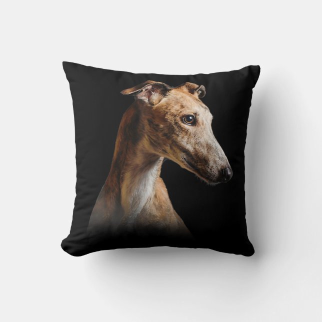 Cojín Decorativo Gracioso Greyhound Face Greyhound sonríe (Anverso)