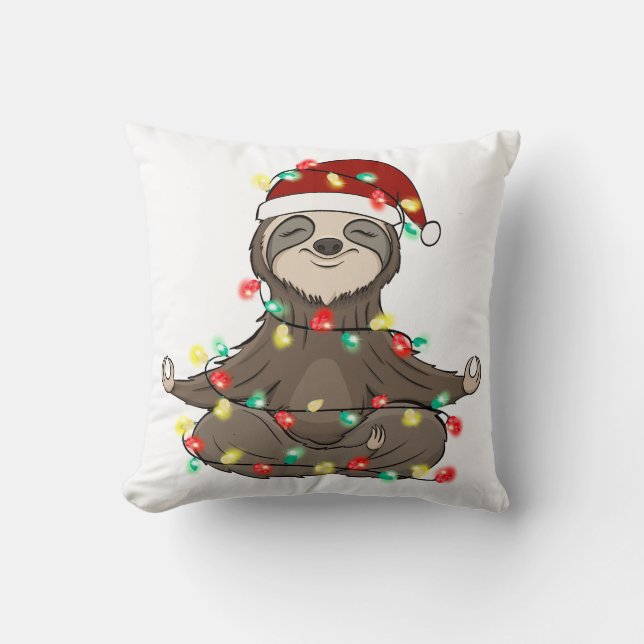 Cojín Decorativo Gracioso Navidad de Cute Sloth (Anverso)