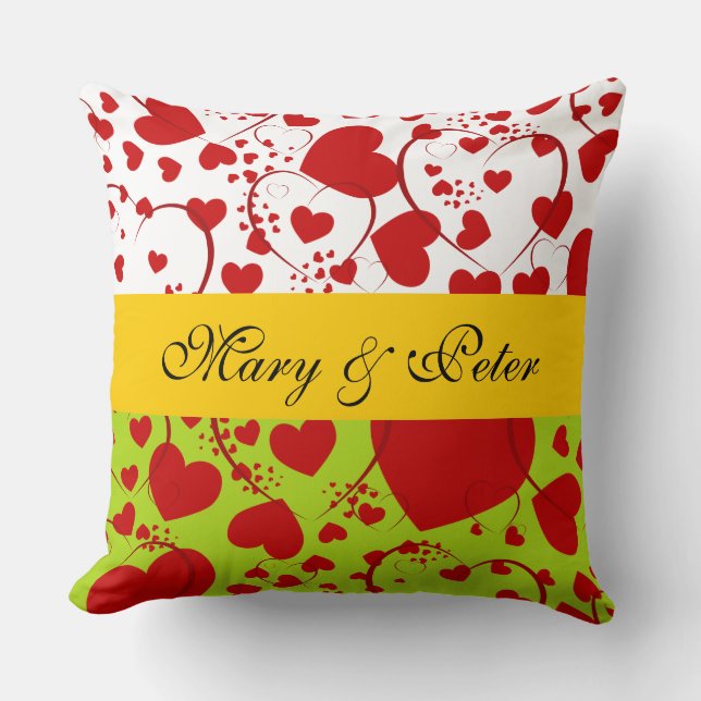 Cojín Decorativo Gracioso patrón cardíaco V + tu trasero. y texto (Anverso)