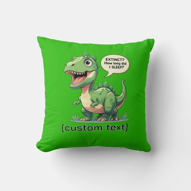 Cojín Decorativo Gracioso Personalizado de Dinosaurios Sleepy Texto (Anverso)