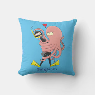 Cojín Decorativo Gracioso pulpo abrazos buceo humor personalizado
