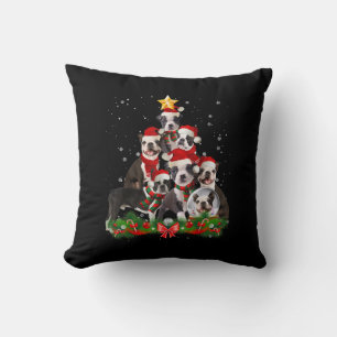 Cojín Decorativo Gracioso regalo de árbol de navidad de perro de Bo