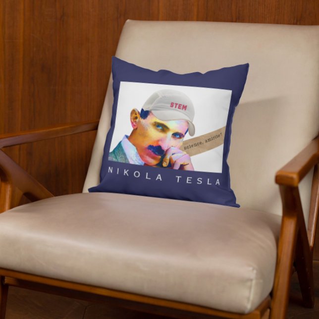 Cojín Decorativo Gracioso retrato Tesla (Subido por el creador)