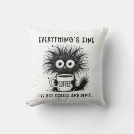 Cojín Decorativo Gracioso y ansioso café gato todo está bien