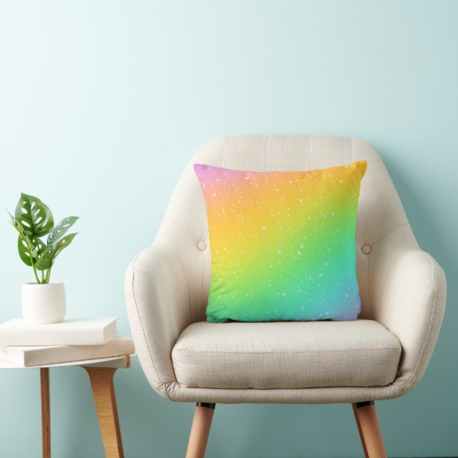 Cojín Decorativo Gradiente arcoiris con estrellas (Silla)