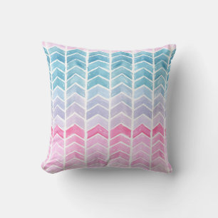 Cojín Decorativo Gradiente Chevron: Patrón Herringbone de acuarela.