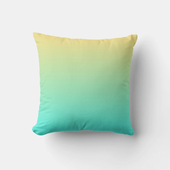 Cojín Decorativo Gradiente de Amarillo a Turquesa (Anverso)