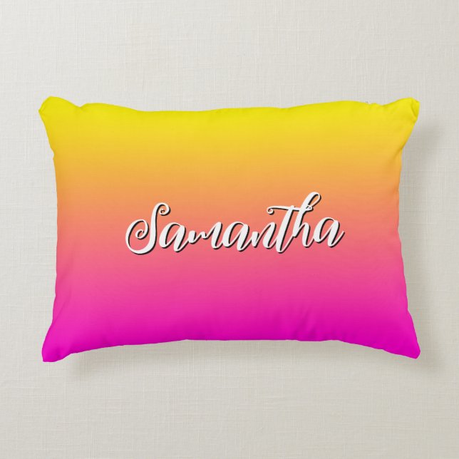 Cojín Decorativo Gradiente de amarillo brillante a rosa neón (Anverso)