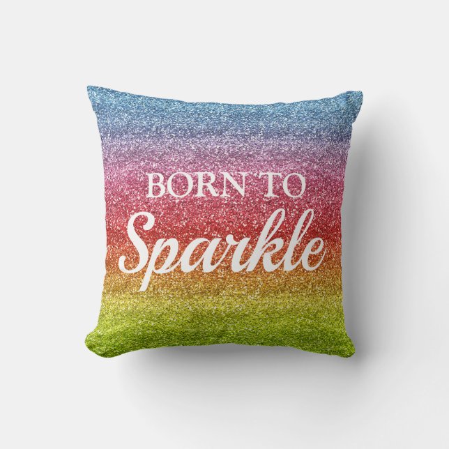 Cojín Decorativo Gradiente de Arcoíris Brillante Glitter Nacida par (Anverso)