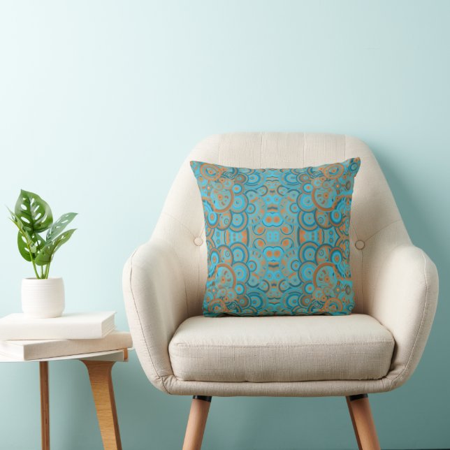 Cojín Decorativo Gradiente de Círculo Concéntrico Naranja Óxido Tur (Silla)