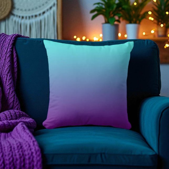 Cojín Decorativo Gradiente de fondo simple azul turquesa púrpura (Subido por el creador)