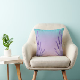 Cojín Decorativo Gradiente de lavanda Aqua con flores Lavender