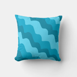 Cojín Decorativo Gradiente de ondas oceánicas onduladas azules
