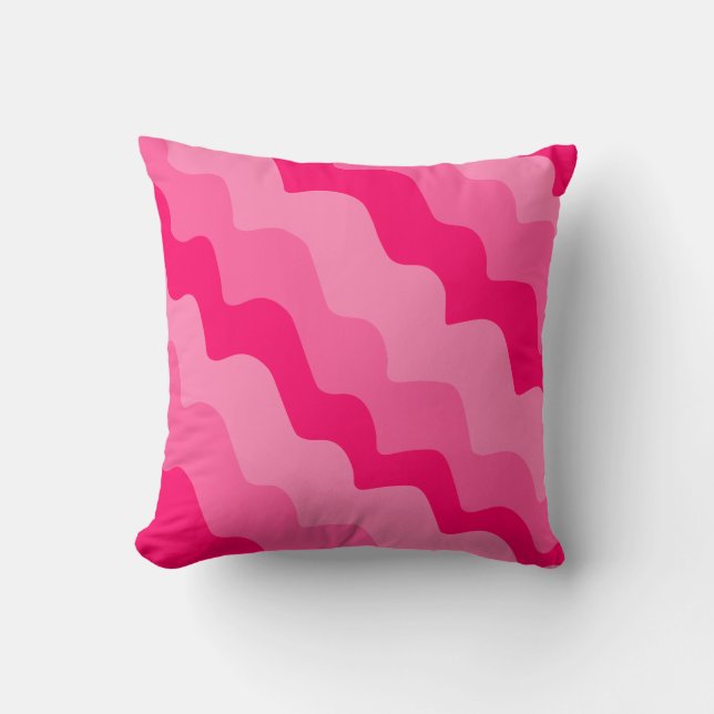 Cojín Decorativo Gradiente de ondas oceánicas onduladas rosadas (Anverso)