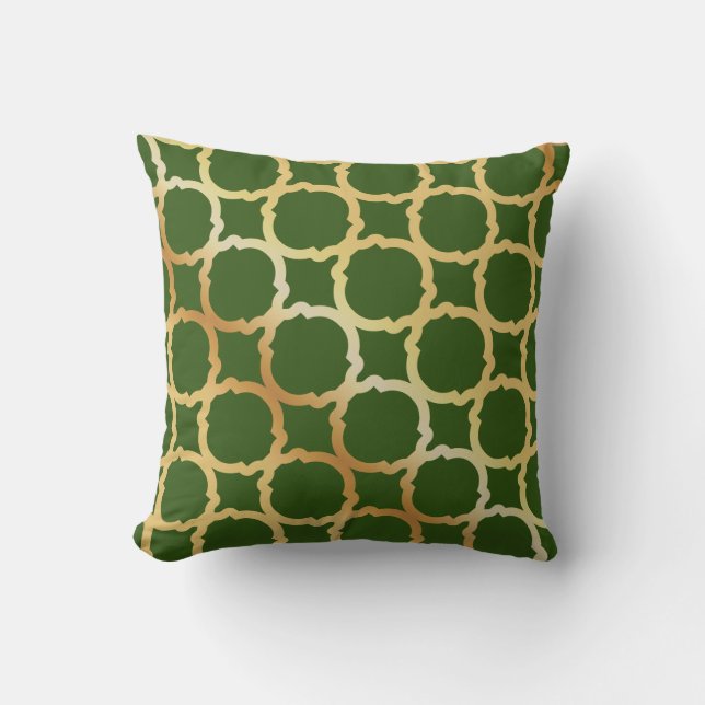 Cojín Decorativo gradiente dorado sobre el fondo verde (Anverso)