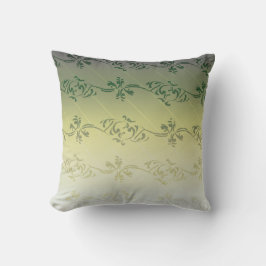 Cojín Decorativo Gradiente Gris Amarillo Patrón Floral Hoja Rayada