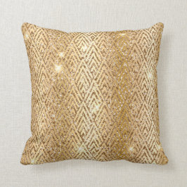 Cojín Decorativo Gradiente Metálico Dorado y Brillo Glam Art Deco
