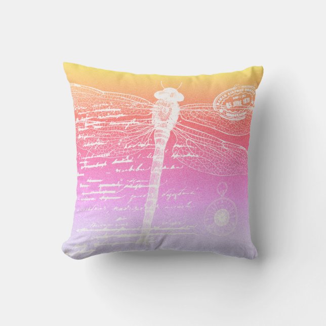 Cojín Decorativo Gradiente pastel de libélula (Anverso)
