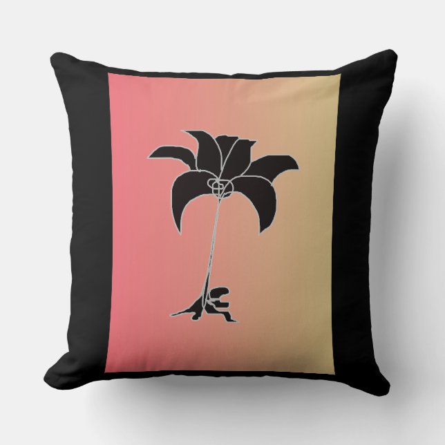 Cojín Decorativo Gradiente Pastel Floral Negro (Anverso)